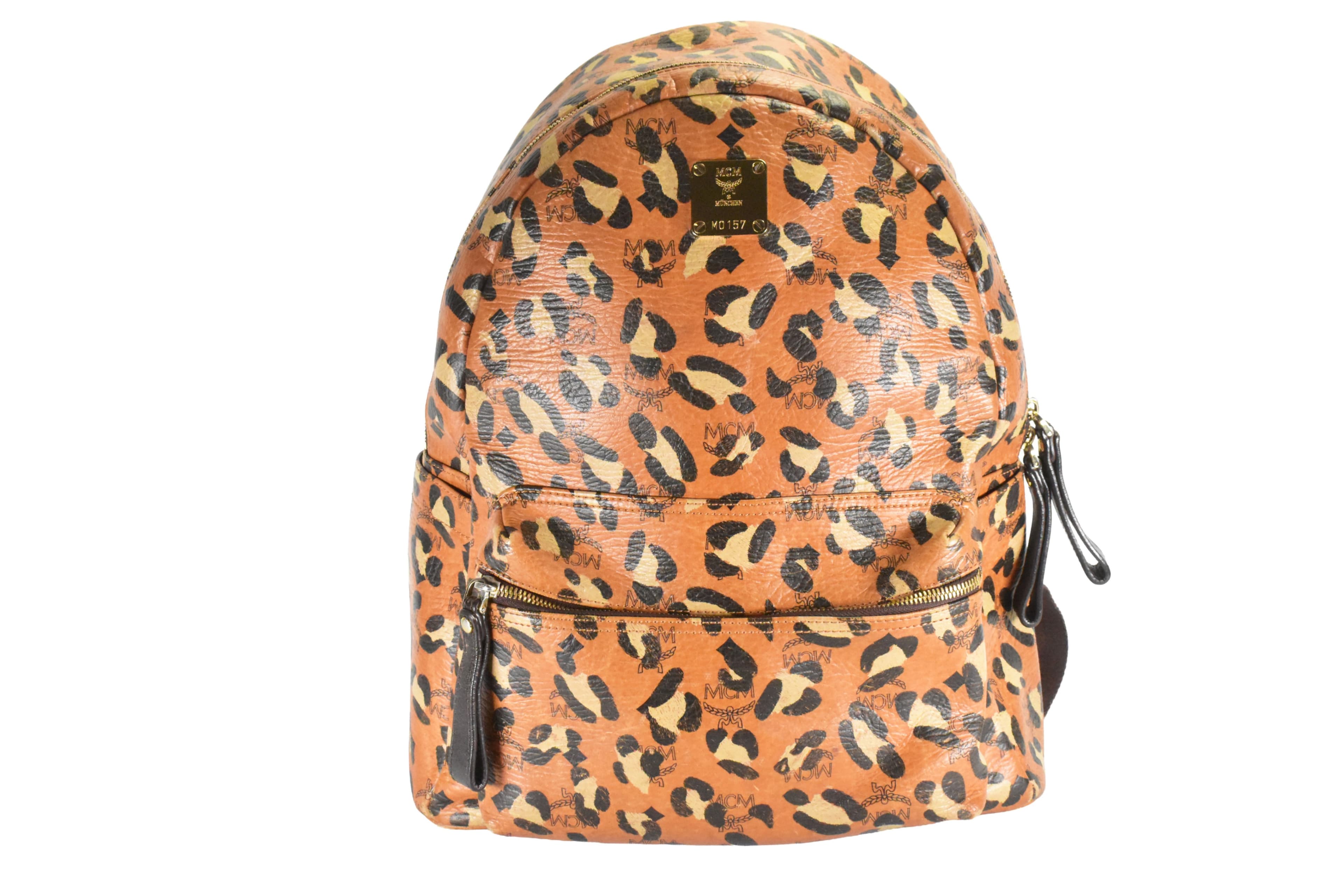 MCM RUCKSACK vintmarket.de HERREN DAMEN COGNAC LEOPARD 4855