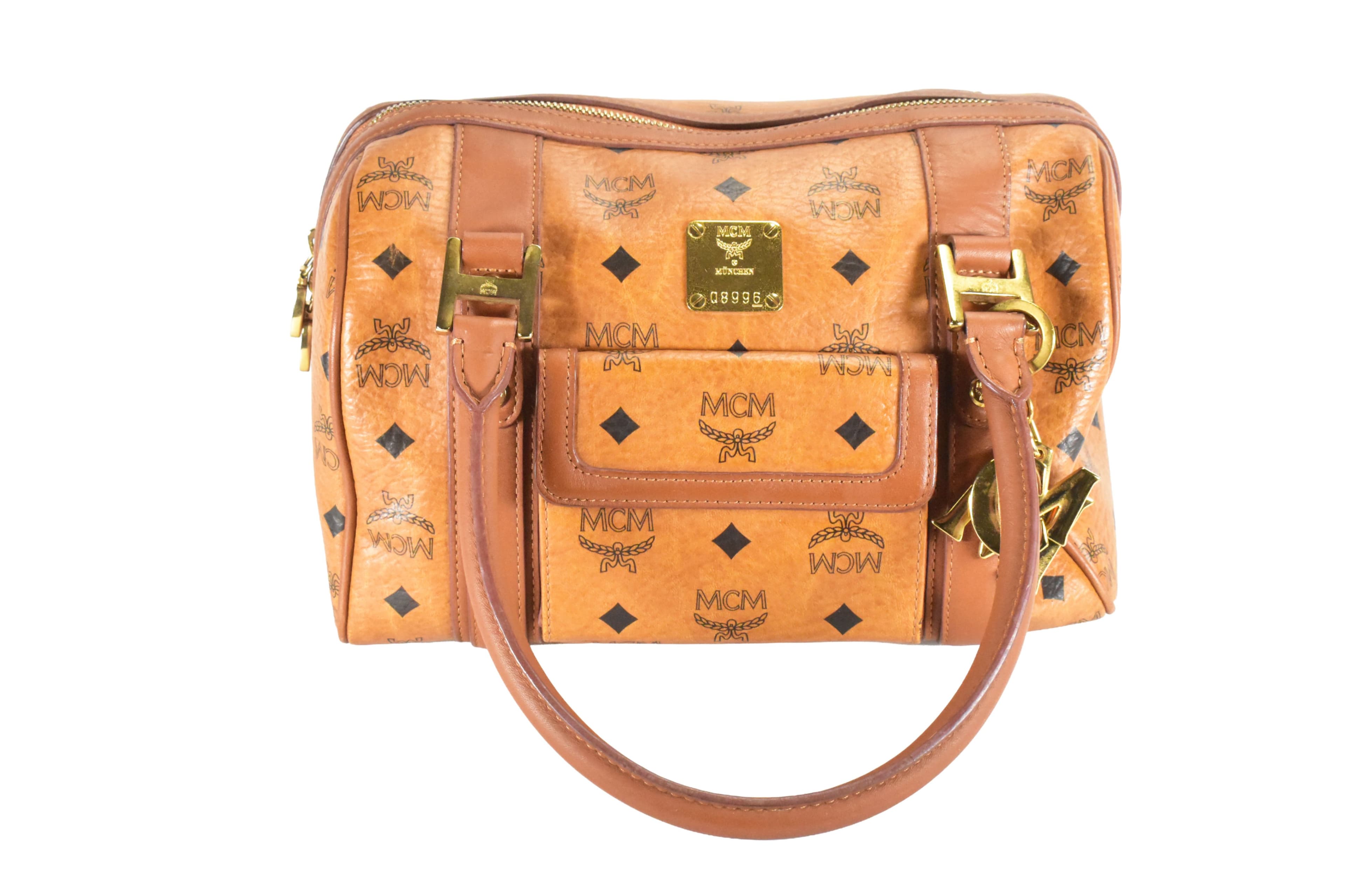 MCM TASCHE vintmarket.de HANDTASCHE BOSTON LEDER COGNAC 4859