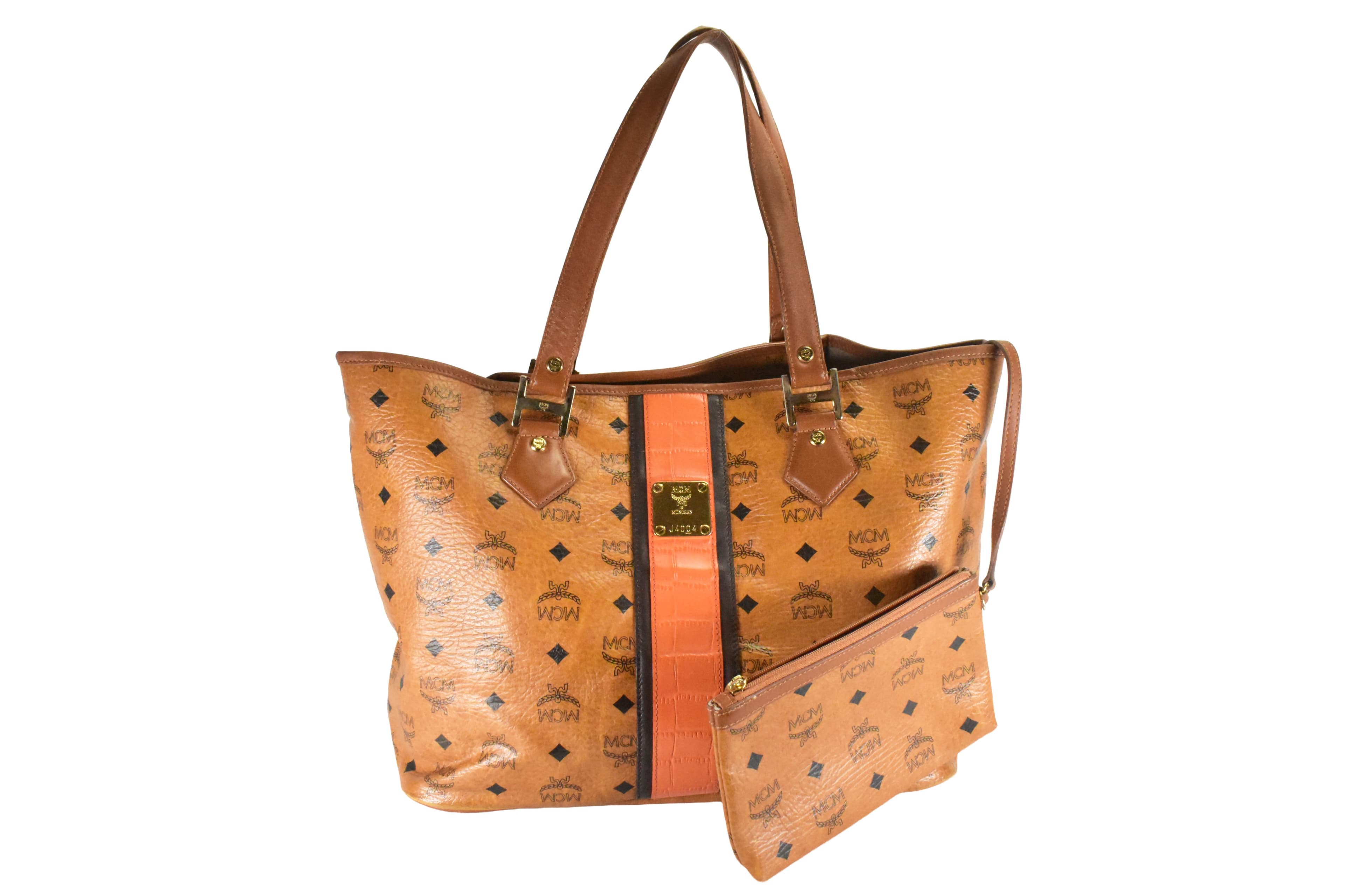 ✅MCM SHOPPER MEDIUM vintmarket.de SCHULTERTASCHE COGNAC ROT 4864