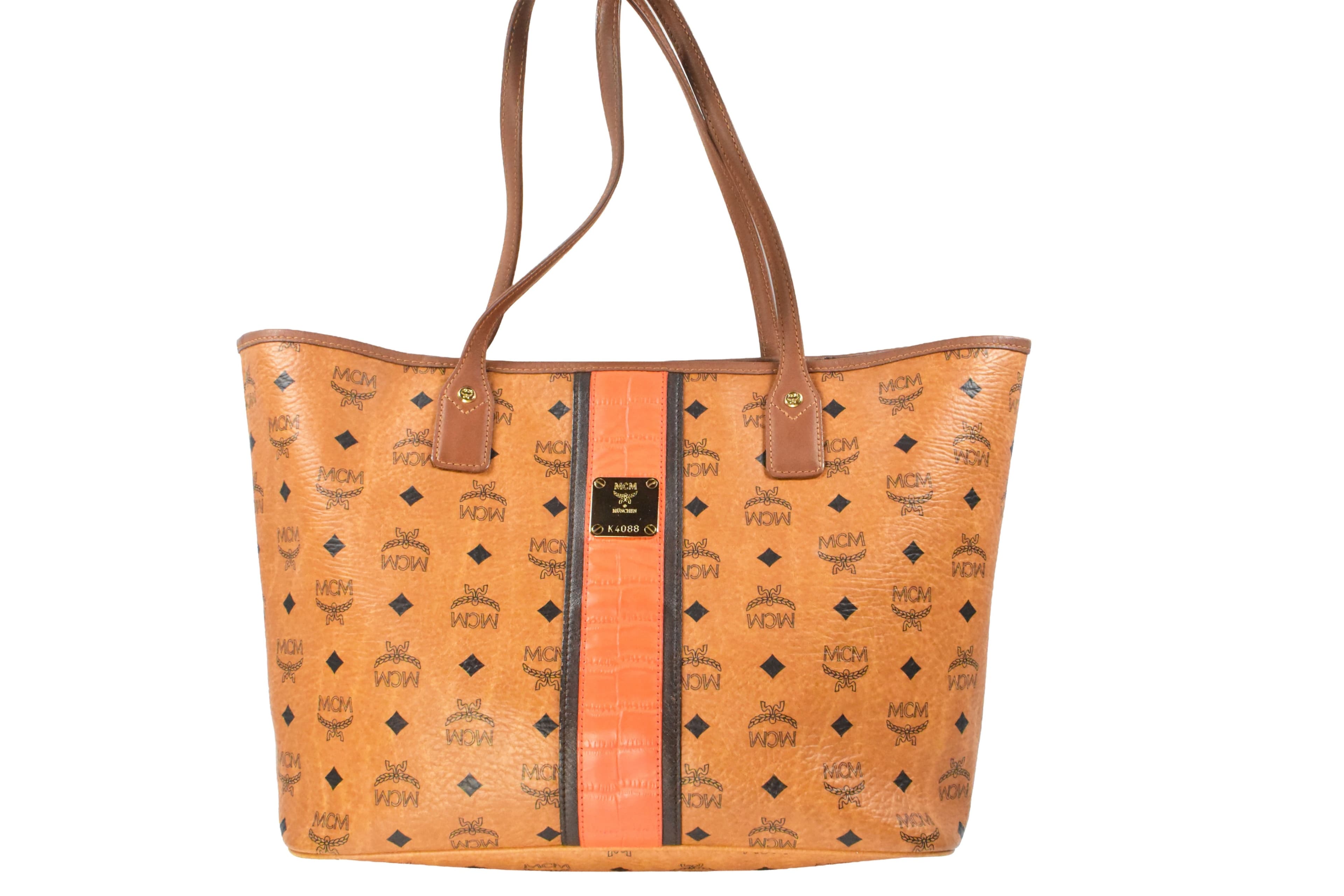 ✅MCM SHOPPER MEDIUM vintmarket.de SCHULTERTASCHE COGNAC ROT 4865