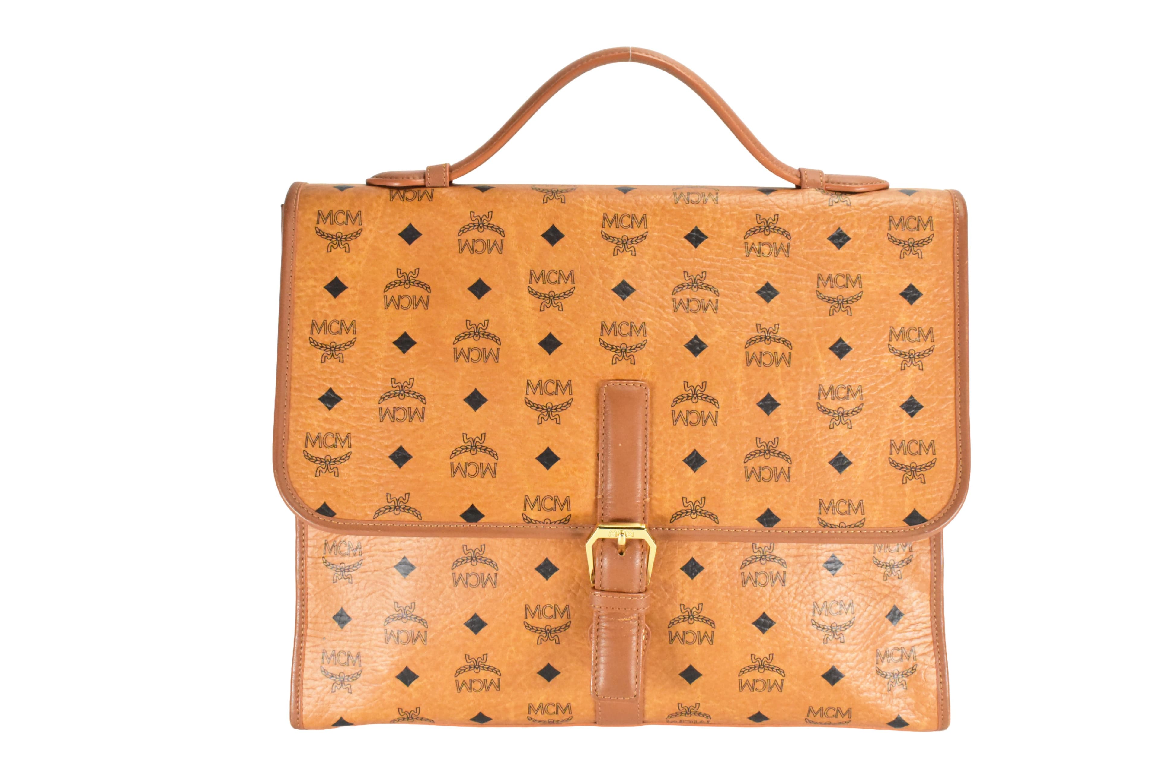 ✅MCM TASCHE AKTENTASCHE vintmarket.de SCHULTERTASCHE COGNAC 4870