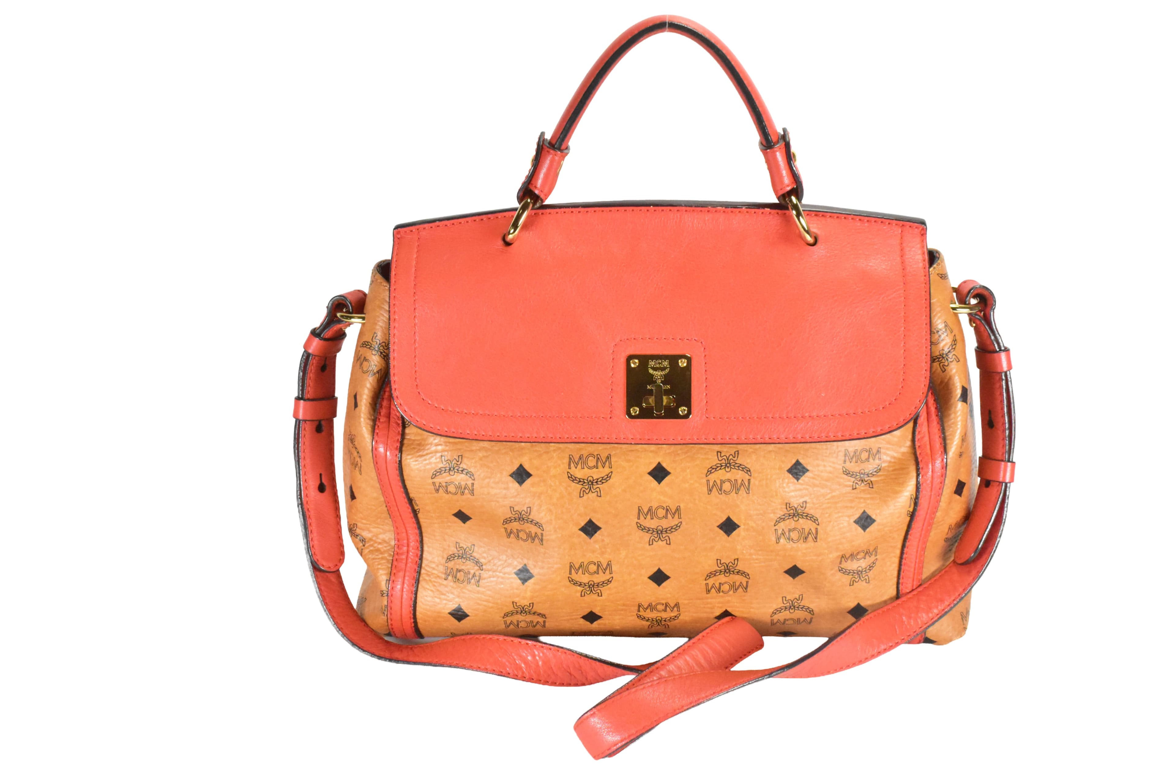 MCM AKTENTASCHE vintmarket.de CROSSBODY LEDERTASCHE COGNAC 4871