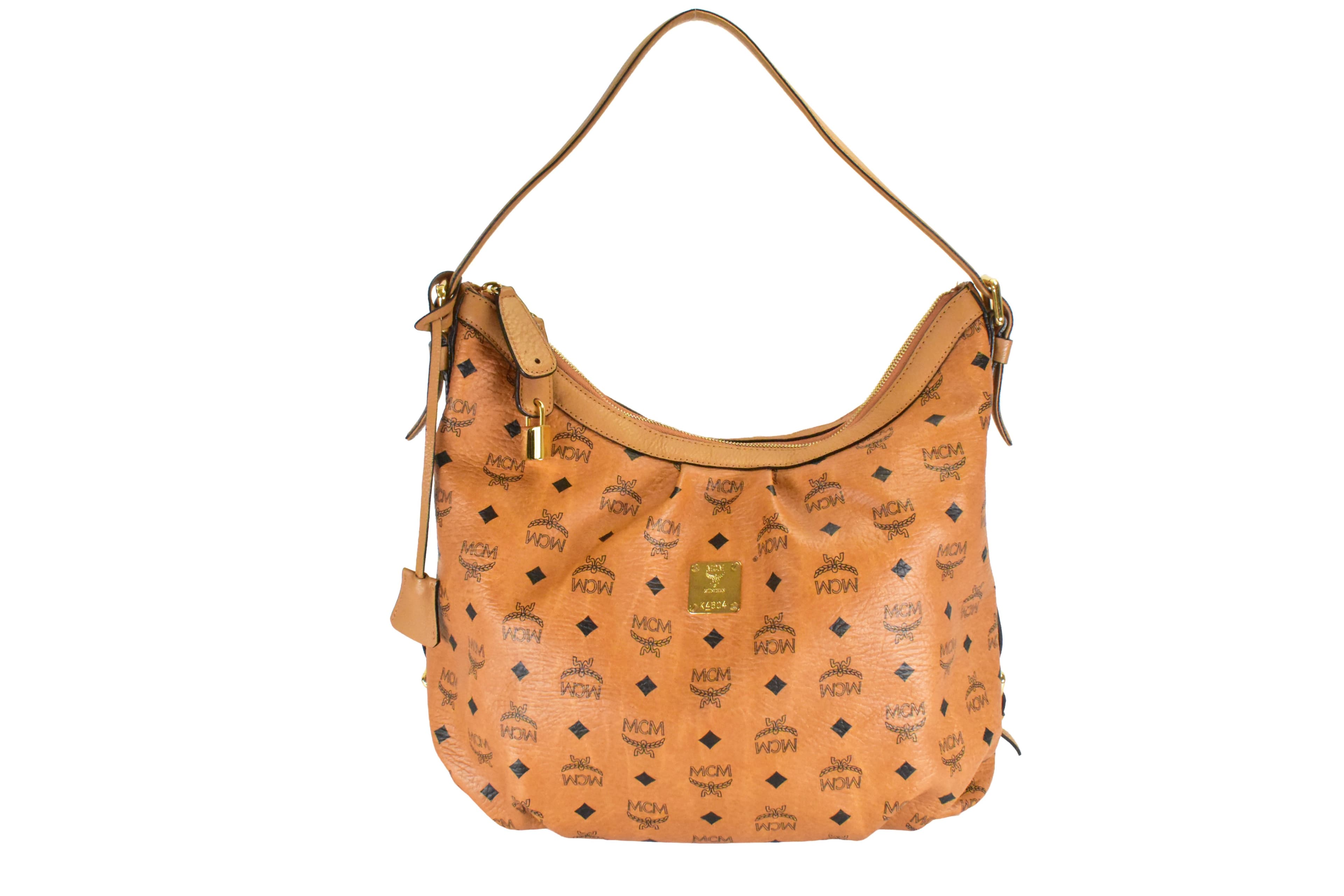 MCM SCHULTERTASCHE GROß vintmarket.de HANDTASCHE HOBO COGNAC 4881