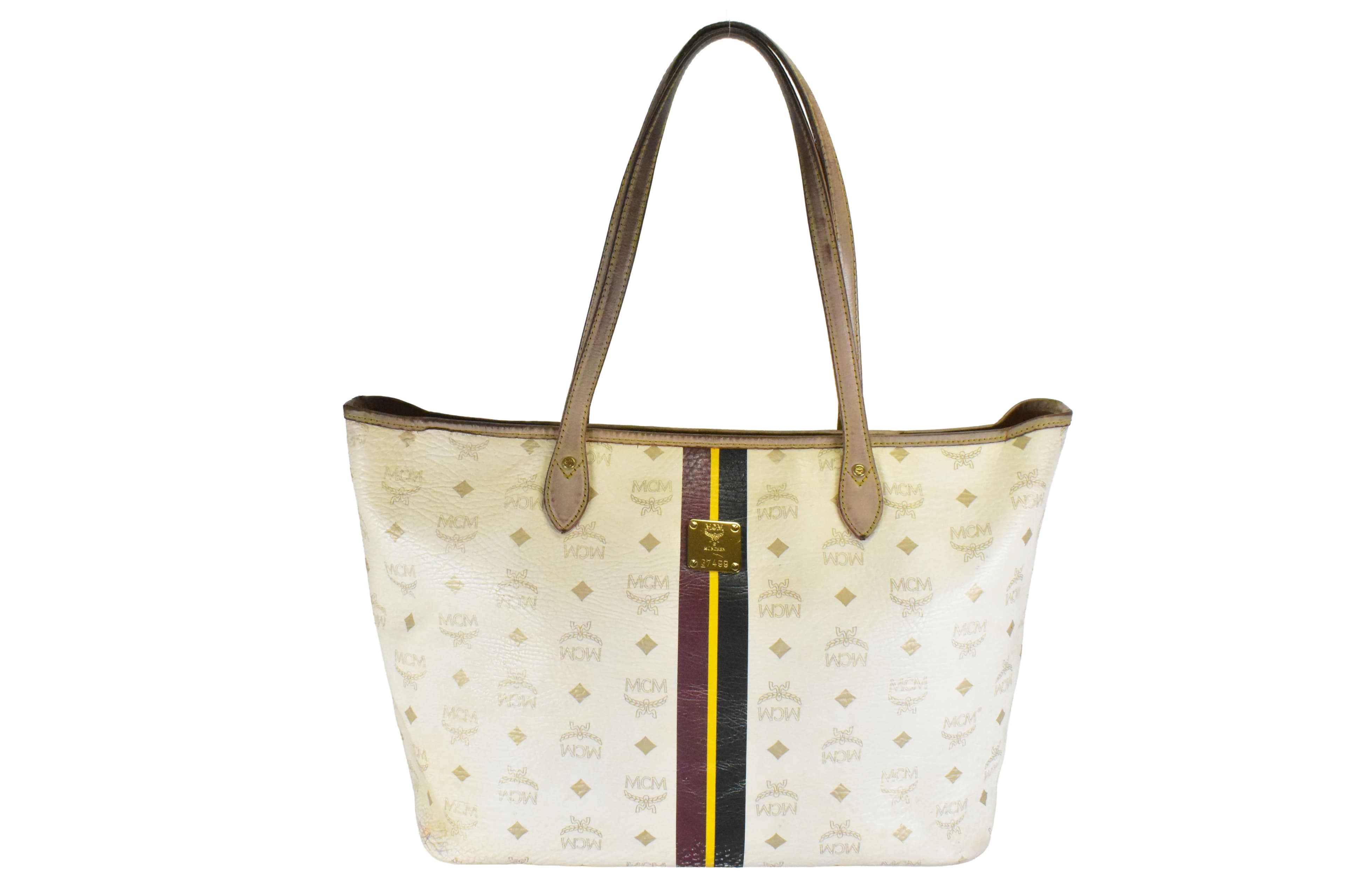 ✅MCM SHOPPER vintmarket.de SCHULTERTASCHE HANDTASCHE WEIß 4882