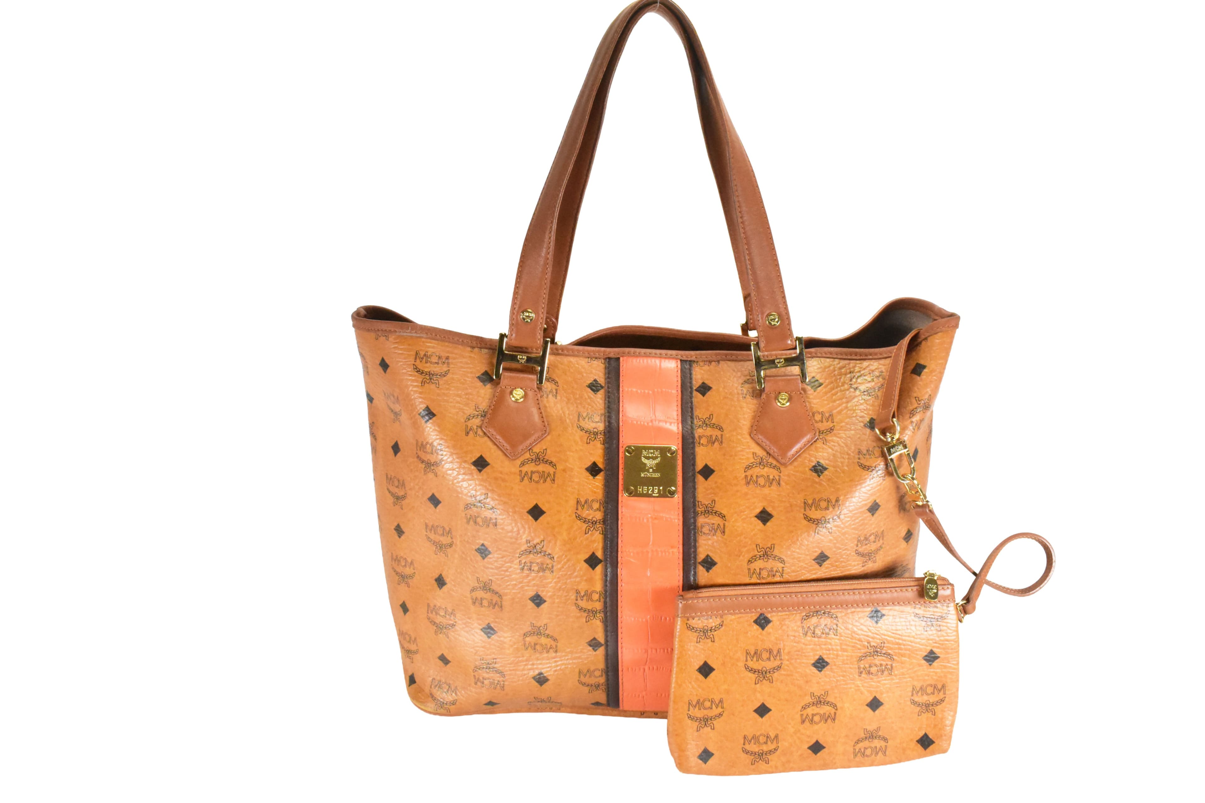 ✅MCM SHOPPER MEDIUM vintmarket.de SCHULTERTASCHE COGNAC ROT 4885