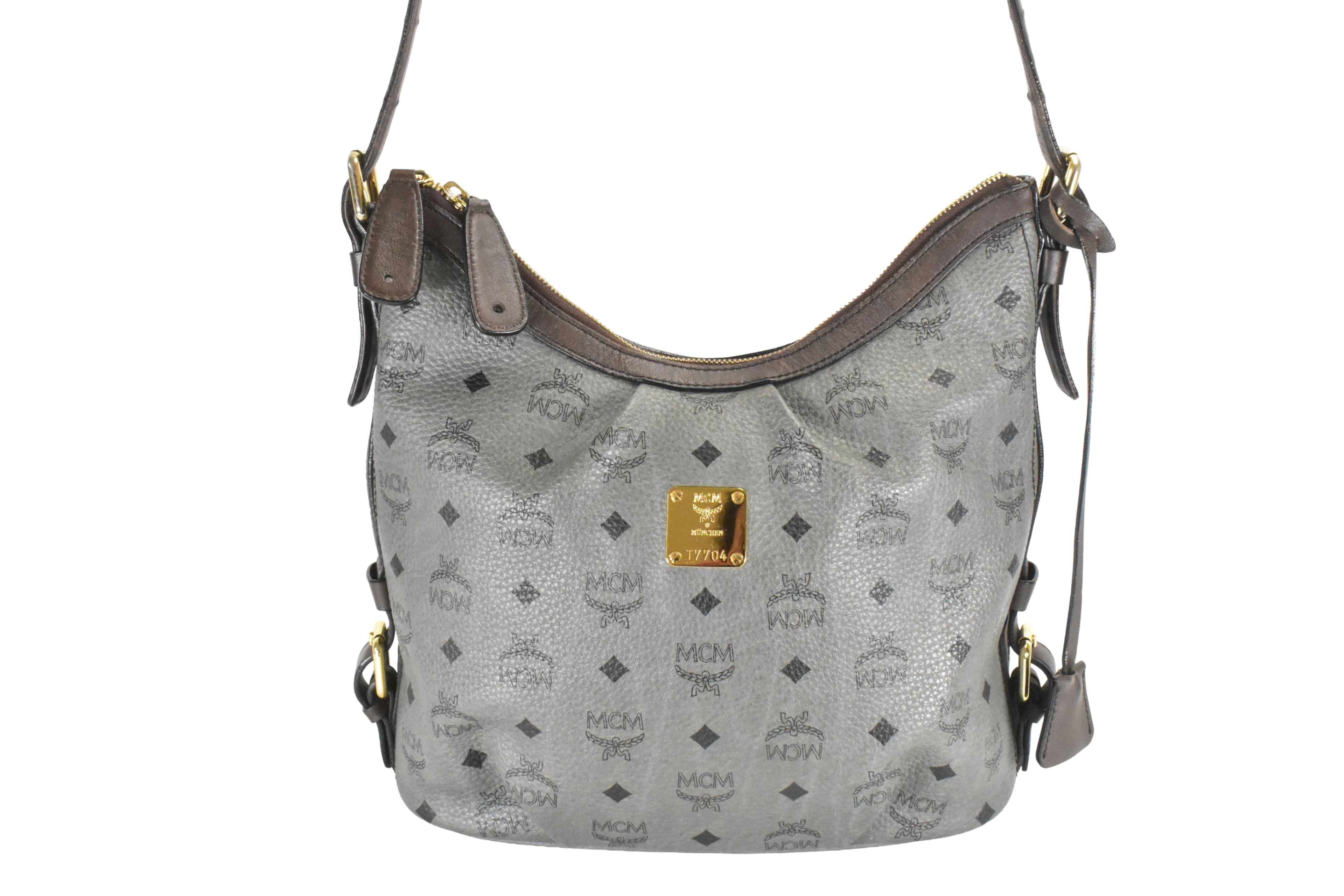 MCM TASCHE vintmarket.de HOBO CROSSBODY ANTHRAZIT LEDER 4892